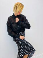 Chemise Transparente À Fleurs En Relief