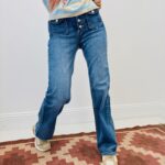 Jean Wide Leg Taille Haute Boutonnage Apparent