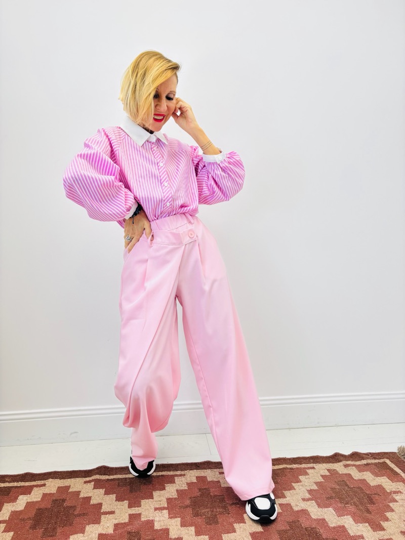 IMG_6421 Chemise Rayée Coupe Courte Col Contrasté – Image 1