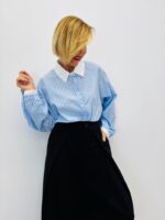 Chemise Rayée Coupe Courte Col Contrasté – Image 6