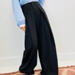 Pantalon À Pince Coupe Large Élégance Structurée