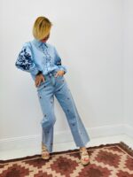 Jean Coupe Droite Brodé Fraises – Image 3