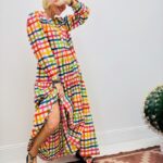 Robe Longue Carreaux Multicolores - Marque Palme