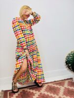 Robe Longue Carreaux Multicolores - Marque Palme