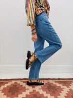 Jean Coupe Droite Denim Bleu Authentique Taille Haute – Image 5