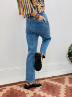 Jean Coupe Droite Denim Bleu Authentique Taille Haute – Image 6