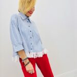 Chemise Rayée En Coton Avec Finition Dentelle