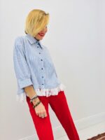 Chemise Rayée En Coton Avec Finition Dentelle