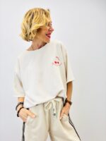 T-Shirt Cerise Brodé En Coton Esprit Casual Fraîcheur – Image 3