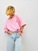 T-Shirt Cerise Brodé En Coton Esprit Casual Fraîcheur