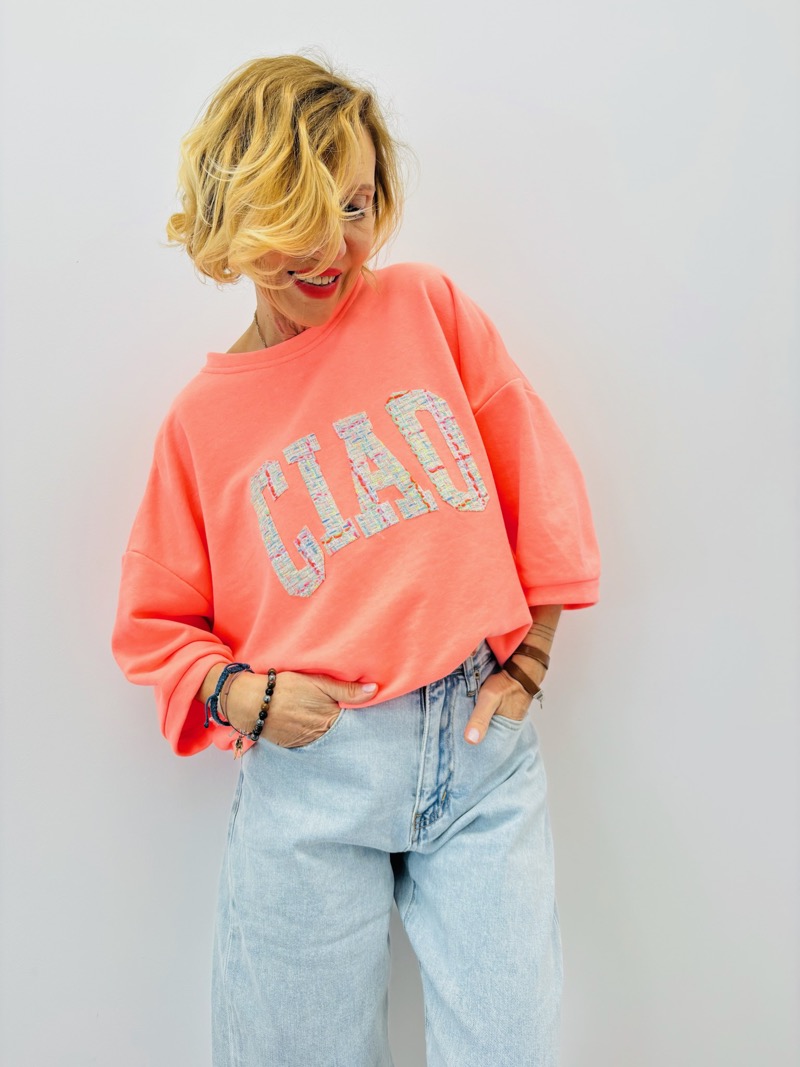 IMG_7242 Sweat Manches 3/4 “Ciao” Brodé Esprit Casual Dolce Vita – Image 1