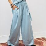 Pantalon Large Satiné En Viscose Élégance Fluide