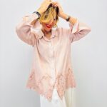 Chemise Satinée En Viscose Finition Dentelle