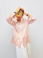 Chemise Satinée En Viscose Finition Dentelle