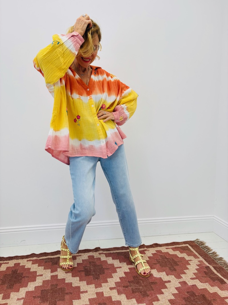 IMG_7369 Chemise En Gaze De Coton Tie & Dye Brodée – Image 1