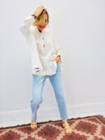 Chemise En Gaze De Coton Broderies Colorées