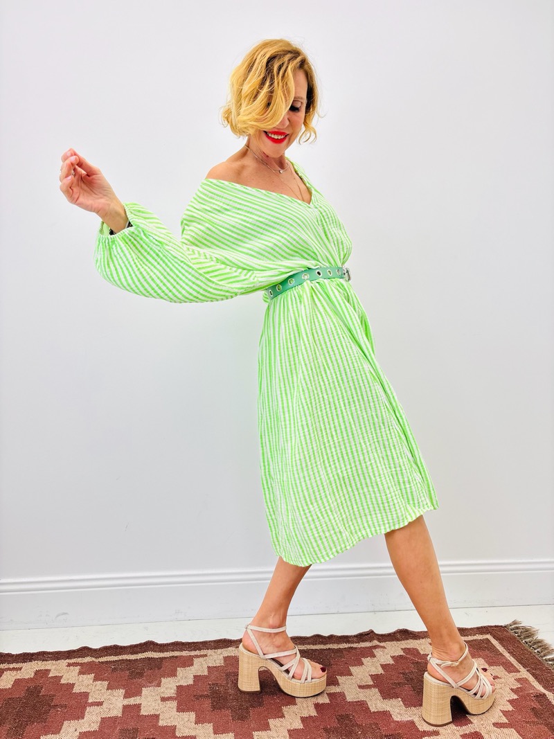 IMG_7396 Robe Rayée En Coton Coupe Oversize Esprit Soleil – Image 1