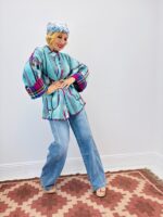 Veste Bohème en Toile de Jean Rayée – Gold&Silver – Image 3