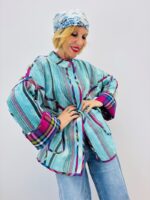 Veste Bohème en Toile de Jean Rayée – Gold&Silver – Image 4