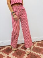 Pantalon Rayé Coton Coupe Large