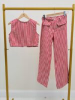 Crop Top Rayé Coton Coupe Structurée – Image 2