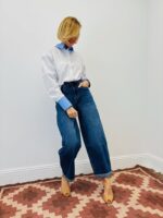 Jean Coupe Balloon Taille Haute Denim Bleu Intense – Image 5