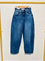 Jean Coupe Balloon Taille Haute Denim Bleu Intense – Image 2