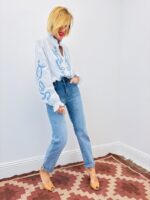 Chemise Brodée Col Volanté En Coton – Image 3