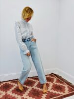 Chemise Col Victorien Imprimé Bleu En Coton – Image 3