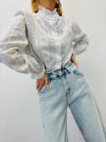 Chemise Col Victorien Imprimé Bleu En Coton – Image 4