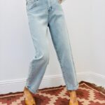 Jean Coupe Balloon Denim Clair Taille Haute