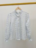 Chemise Col Victorien Imprimé Bleu En Coton – Image 2