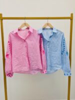 Chemise Rayée Brodée Fleurs En Coton – Image 2