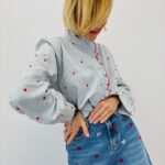 Chemise Motifs Cœurs Col Victorien En Coton