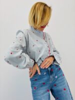 Chemise Motifs Cœurs Col Victorien En Coton