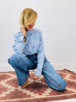 Chemise Rayée Fleurie Brodée En Coton