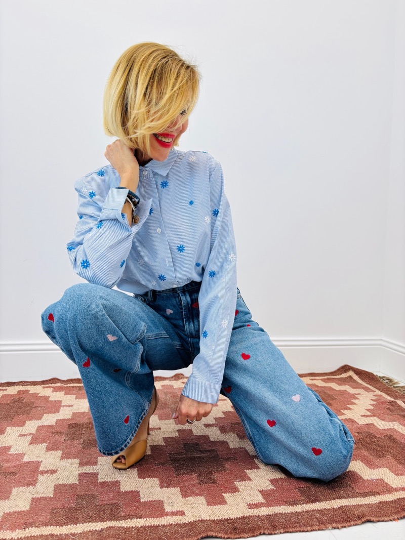 IMG_8274 Chemise Rayée Fleurie Brodée En Coton – Image 1