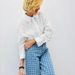 Chemise Fleurs En Relief Coupe Courte En Coton