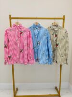 Chemise Rayée Col Victorien Broderie Fraises – Image 5