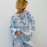 Pull Crochet Fleur Bicolore