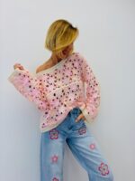 Pull Crochet Floral Bohème