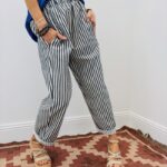 Pantalon Rayé Coupe Loose