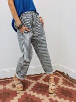 Pantalon Rayé Coupe Loose
