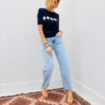 Pull Maille Manches Courtes Motif Argyle