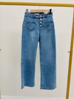 Jean Wide Leg Cœurs – Taille Haute Boutonnage Bijou – Image 2
