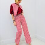 Crop Top Rayé Coton Coupe Structurée