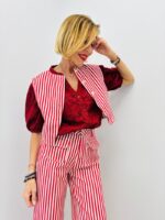 Crop Top Rayé Coton Coupe Structurée – Image 5