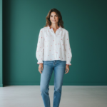 Chemise Blanche À Motifs Cœurs Brodés Esprit Romantique Moderne