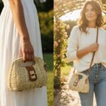 Sac Effet Paille Structuré À Fermoir Métallique