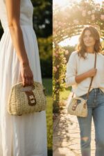 Sac Effet Paille Structuré À Fermoir Métallique